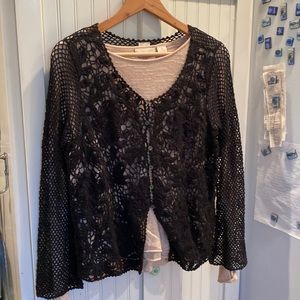 J Jill Linen & Cotton Crochet Cardigan S